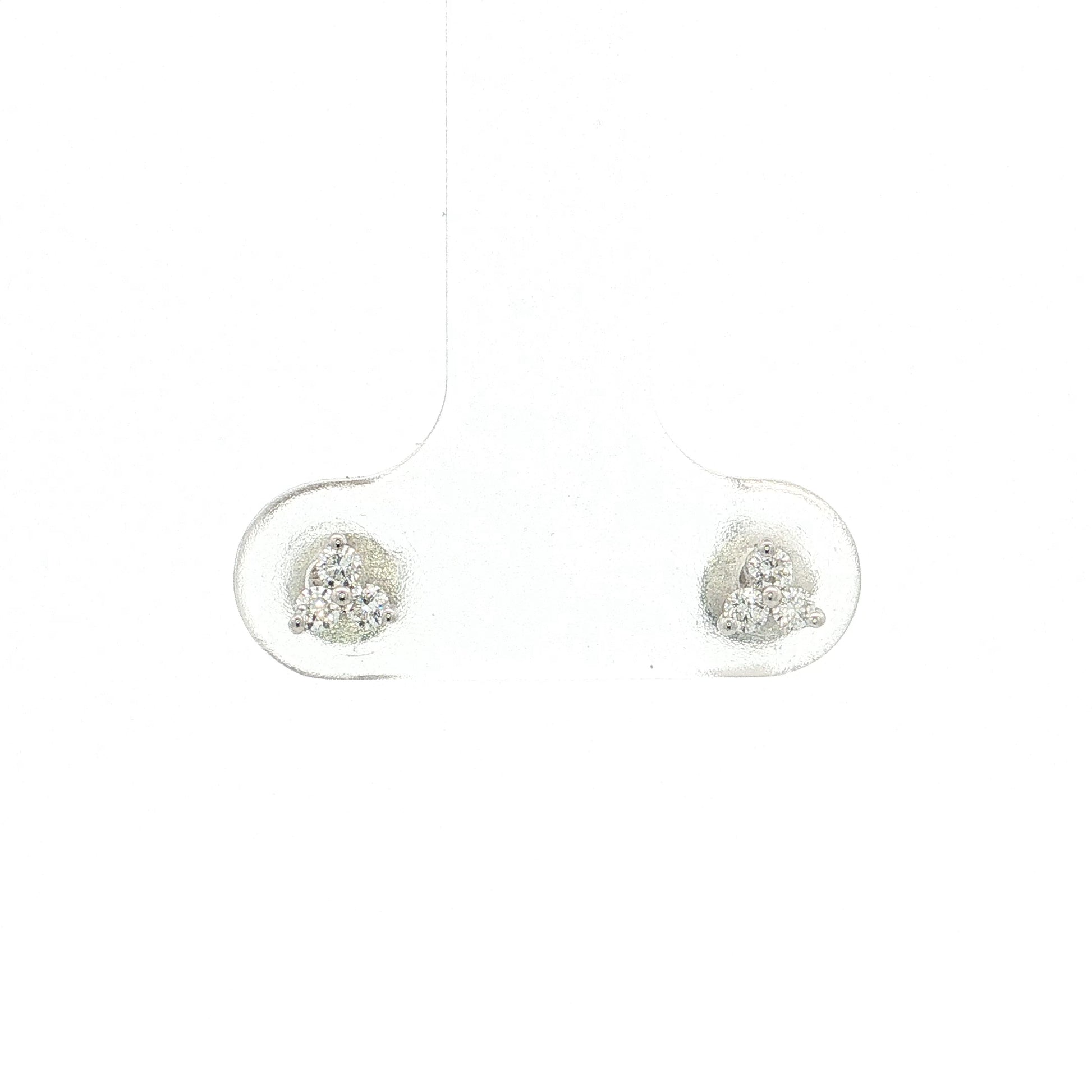 .13 Diamond Cluster Triangular Stud Earrings 14k