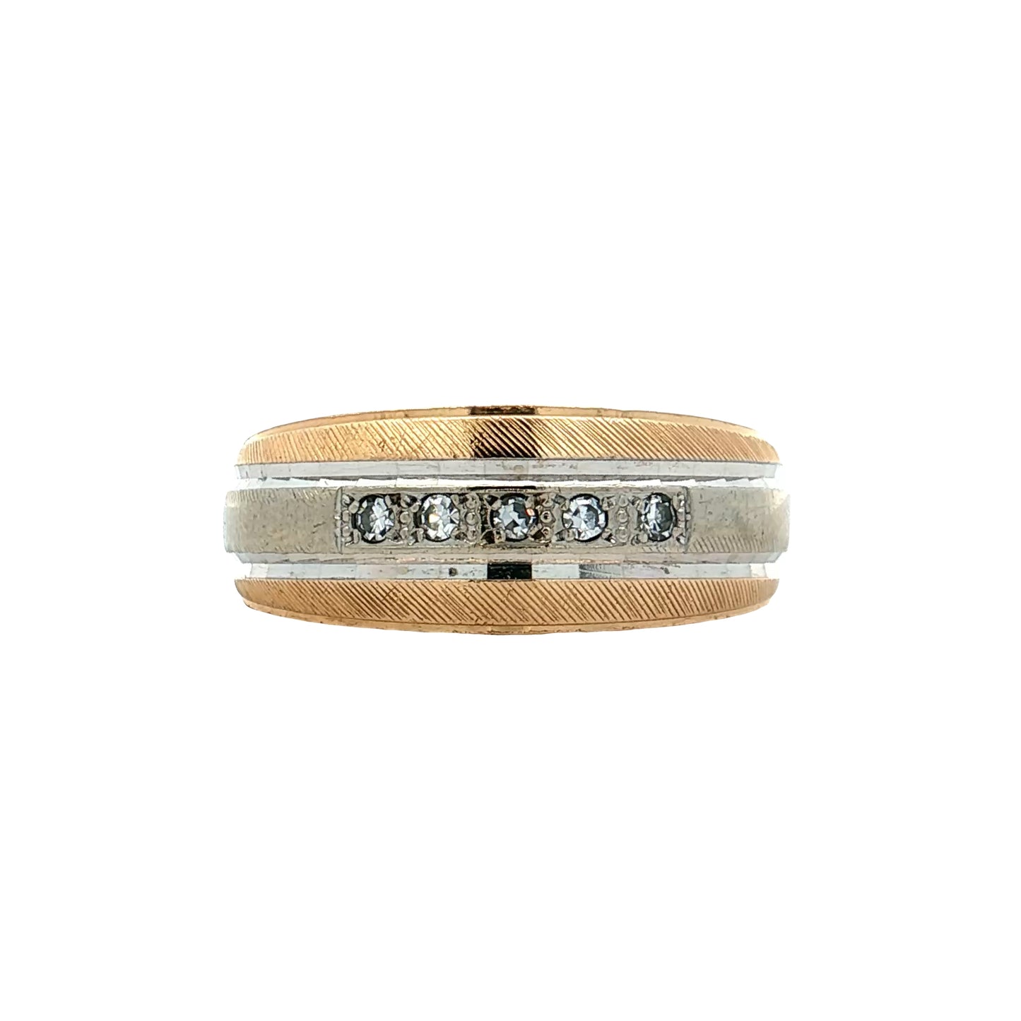 .13 Mid-Century Diamond Wedding Band 14k Two-Tone