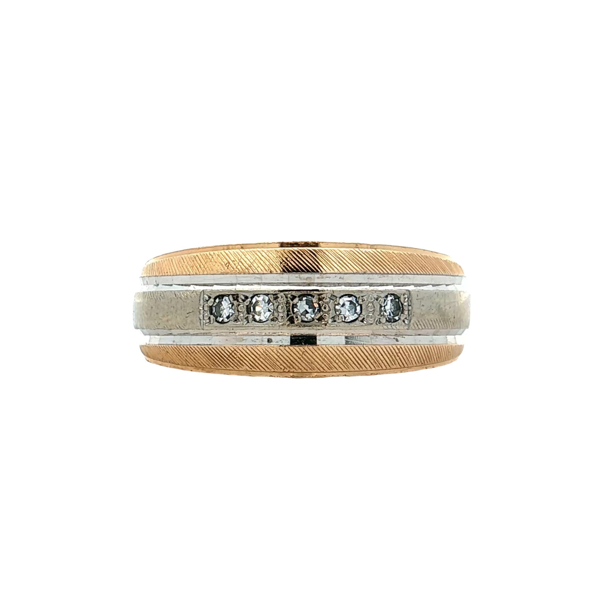 .13 Mid-Century Diamond Wedding Band 14k Two-Tone