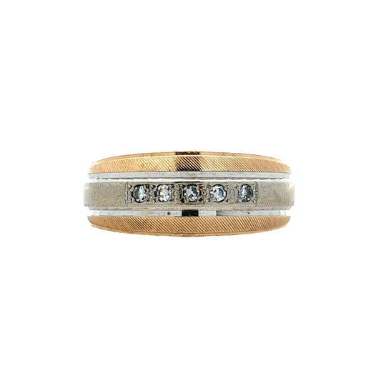 .13 Mid-Century Diamond Wedding Band 14k Two-Tone