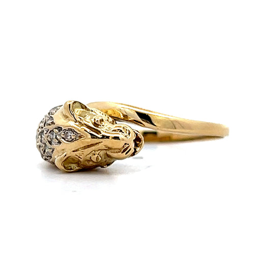 .13 Vintage Mens Mid-Century Diamond Panther Ring in 14k