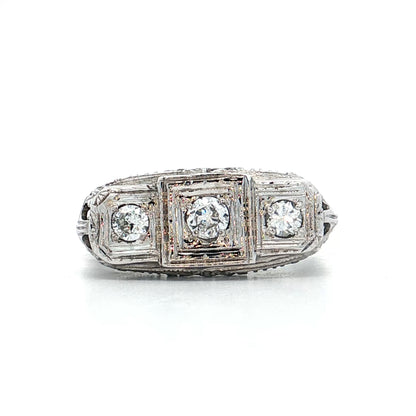 .14 Antique Deco Diamond Filigree Engagement Ring 18k