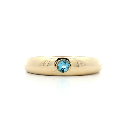 .14 Flush Set Blue Topaz Stacking Ring 14k Yellow Gold