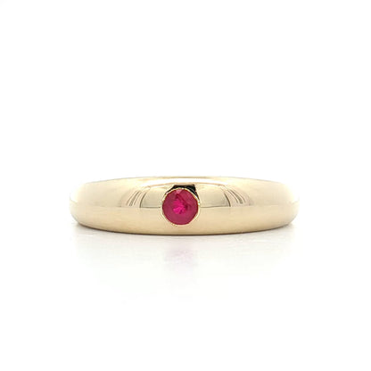 .14 Flush Set Ruby Stacking Ring 14k Yellow Gold