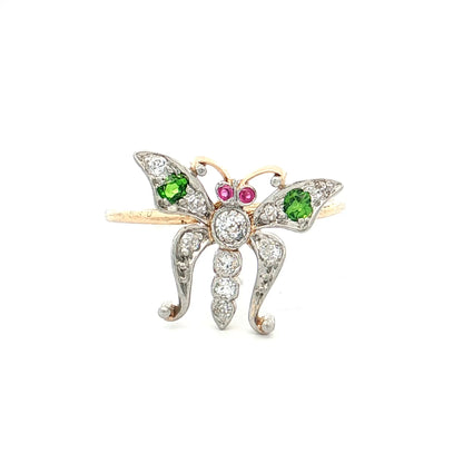 .15 Victorian Gemstone Butterfly Cocktail Ring 14k