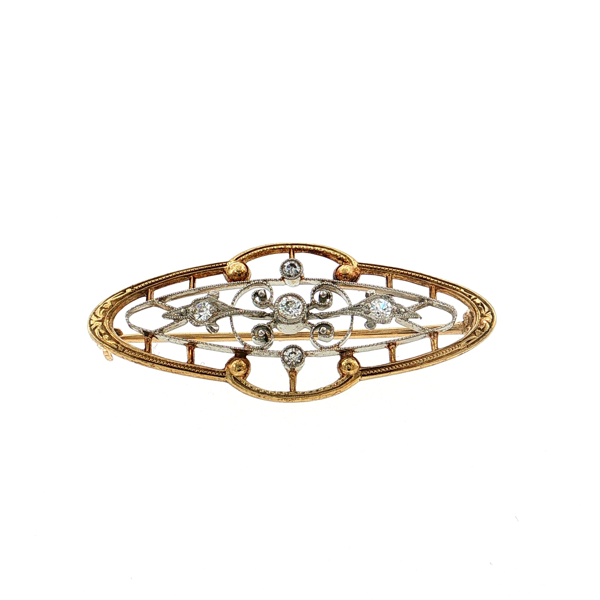 .16 Antique Edwardian Diamond Brooch 14k & Platinum