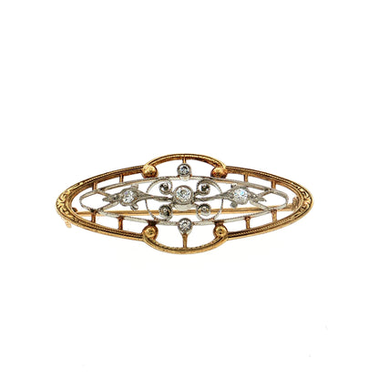 .16 Antique Edwardian Diamond Brooch 14k & Platinum