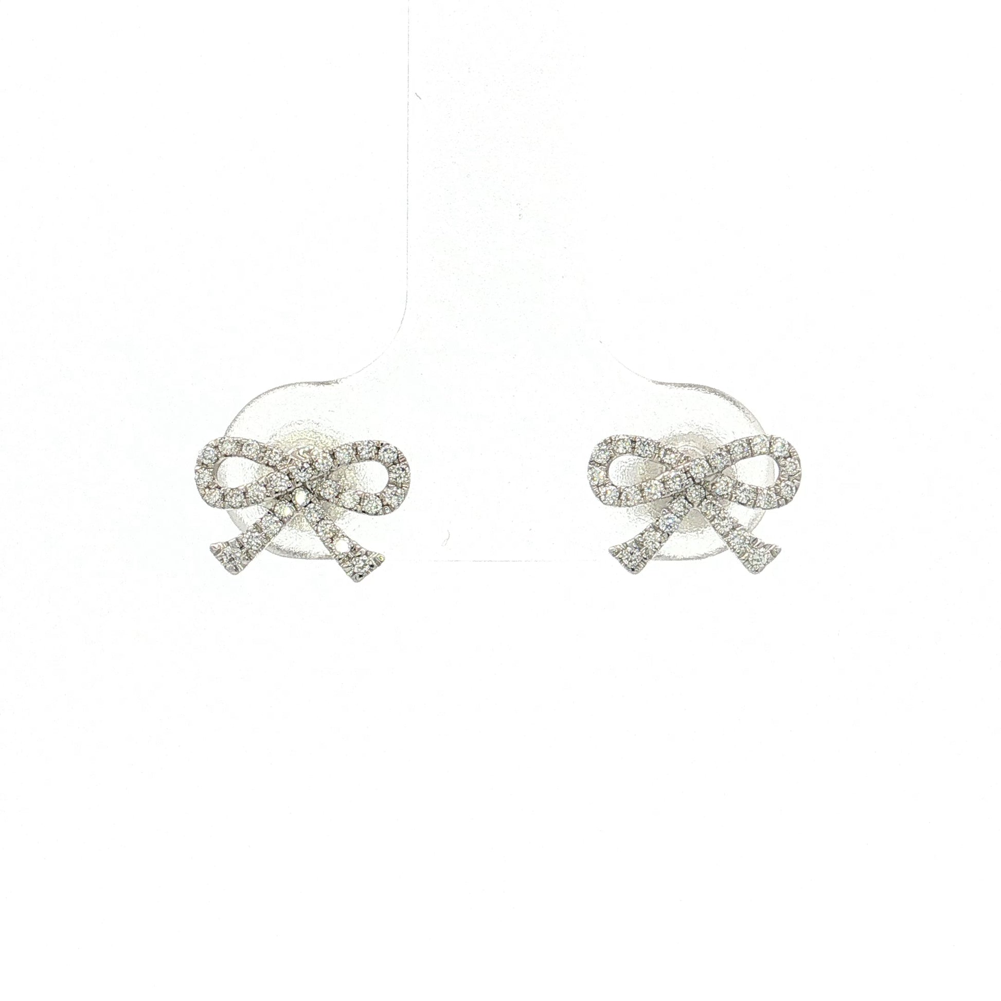 .16 Diamond Bow Stud Earrings 14k White Gold