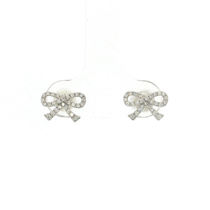 .16 Diamond Bow Stud Earrings 14k White Gold