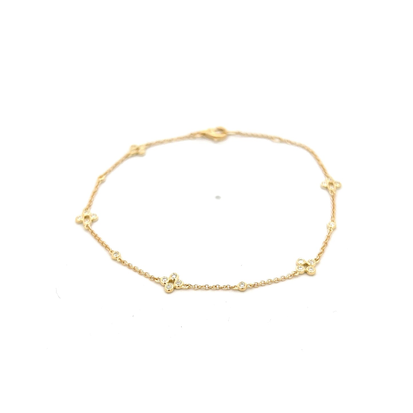 .16 Diamond Cluster Station Bracelet in 14k Yellow Gold