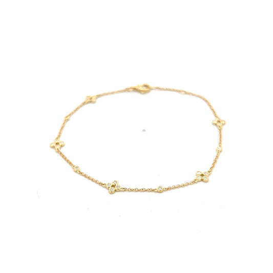 .16 Diamond Cluster Station Bracelet in 14k Yellow Gold