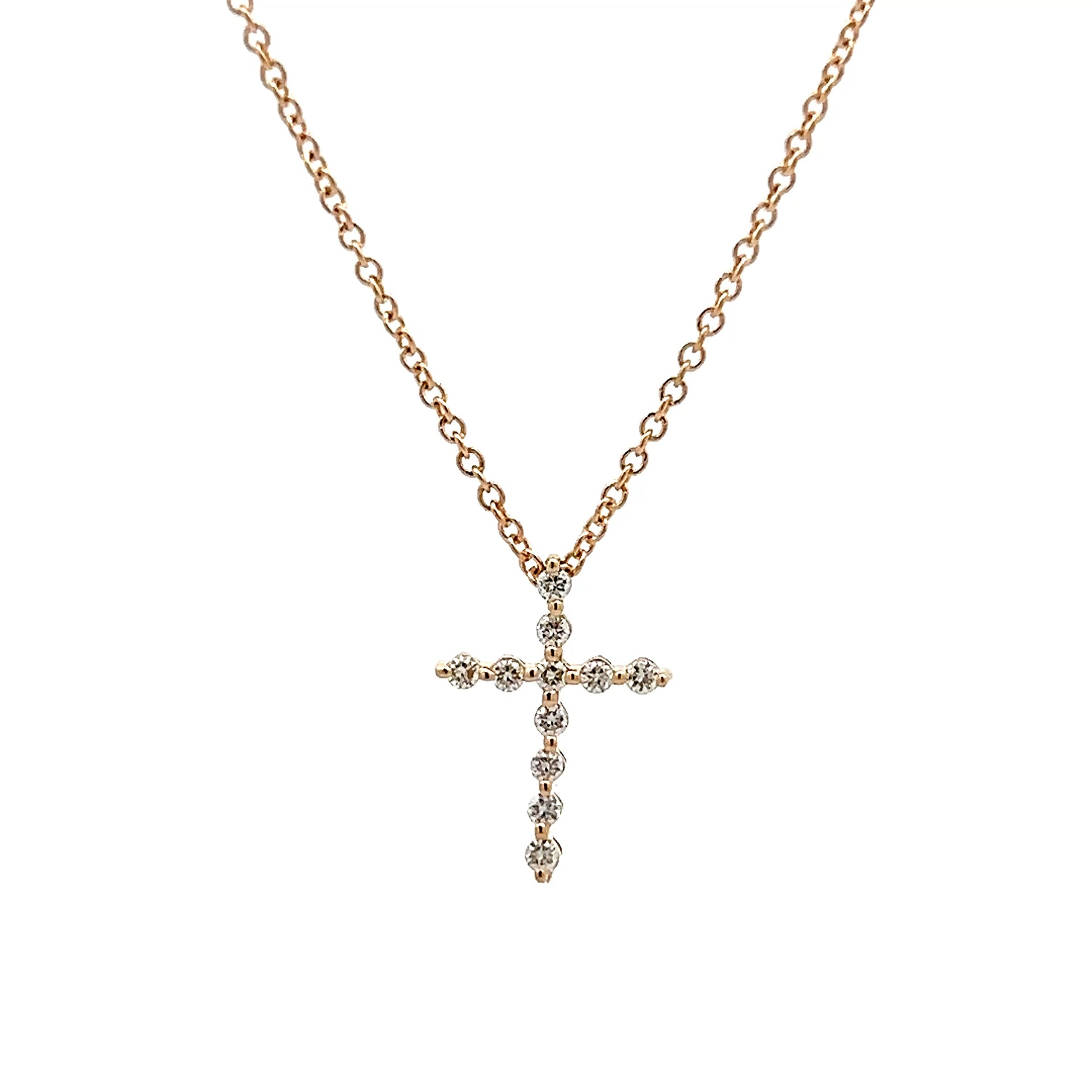 .16 Diamond Cross Pendant Necklace in 14k Yellow Gold