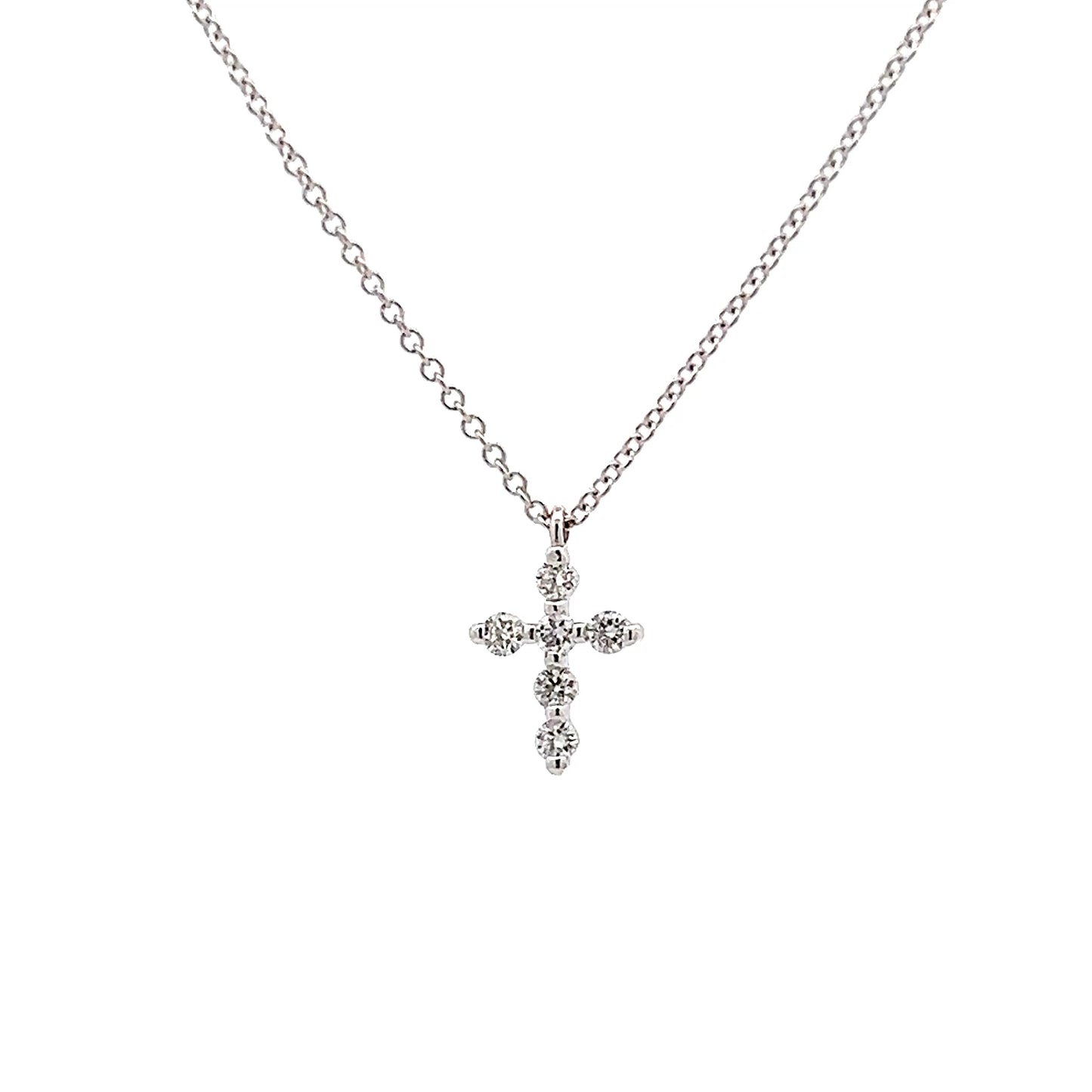 .16 Diamond Cross Pendant Necklace in 18k White Gold