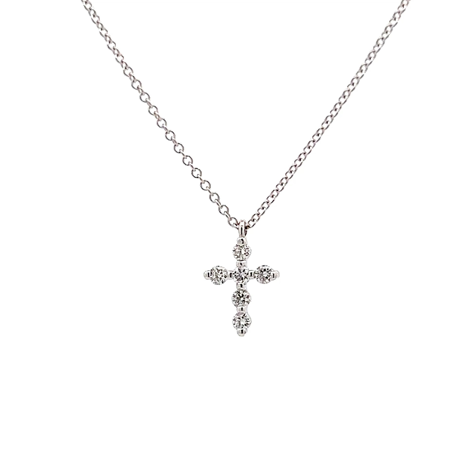 .16 Diamond Cross Pendant Necklace in 18k White Gold