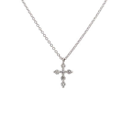 .16 Diamond Cross Pendant Necklace in 18k White Gold