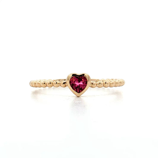 .16 Heart Shaped Pink Tourmaline Ring 14k Yellow Gold