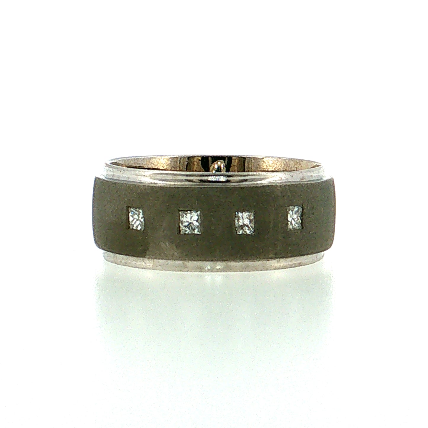 .16 Men's Princess Diamond Wedding Band 14k White Gold