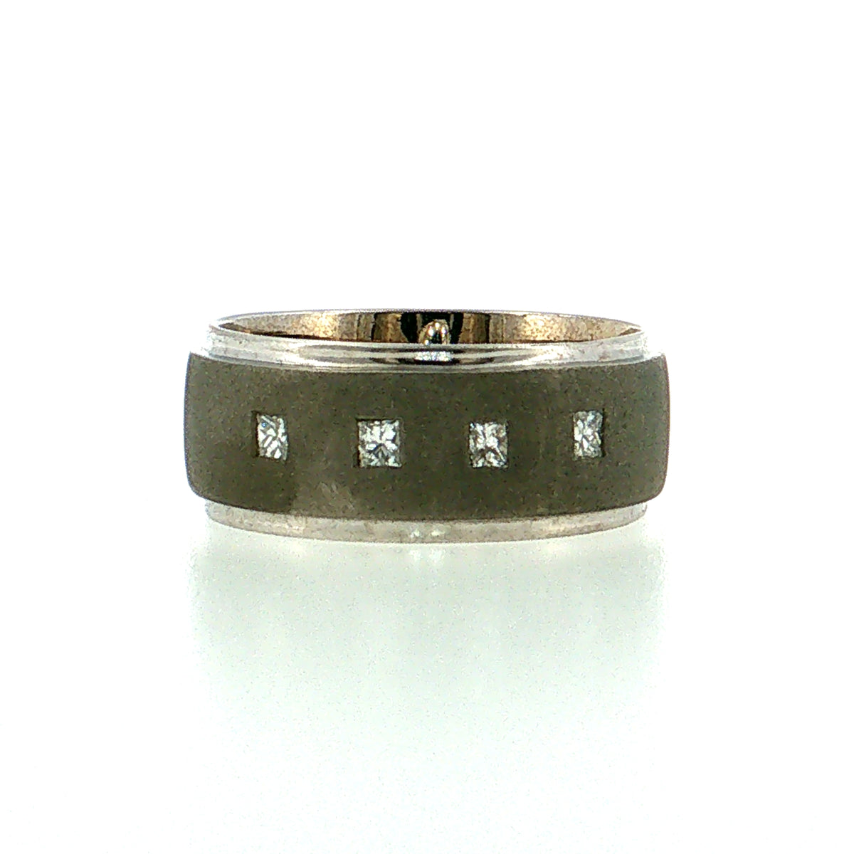.16 Men's Princess Diamond Wedding Band 14k White Gold