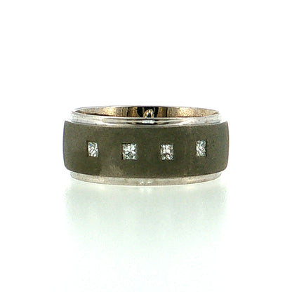 .16 Men's Princess Diamond Wedding Band 14k White Gold