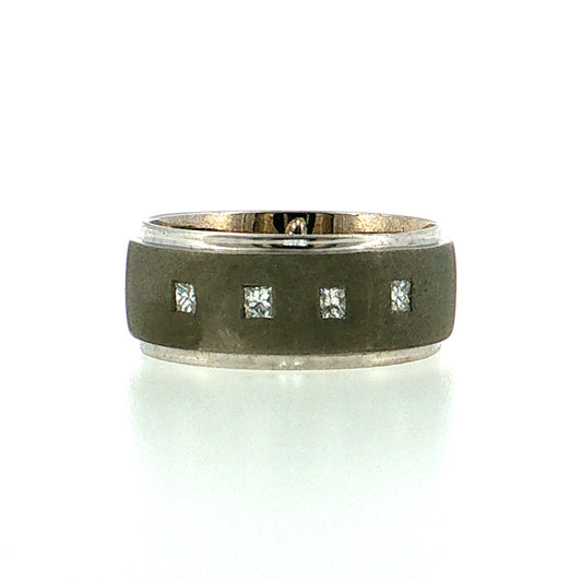 .16 Men's Princess Diamond Wedding Band 14k White Gold