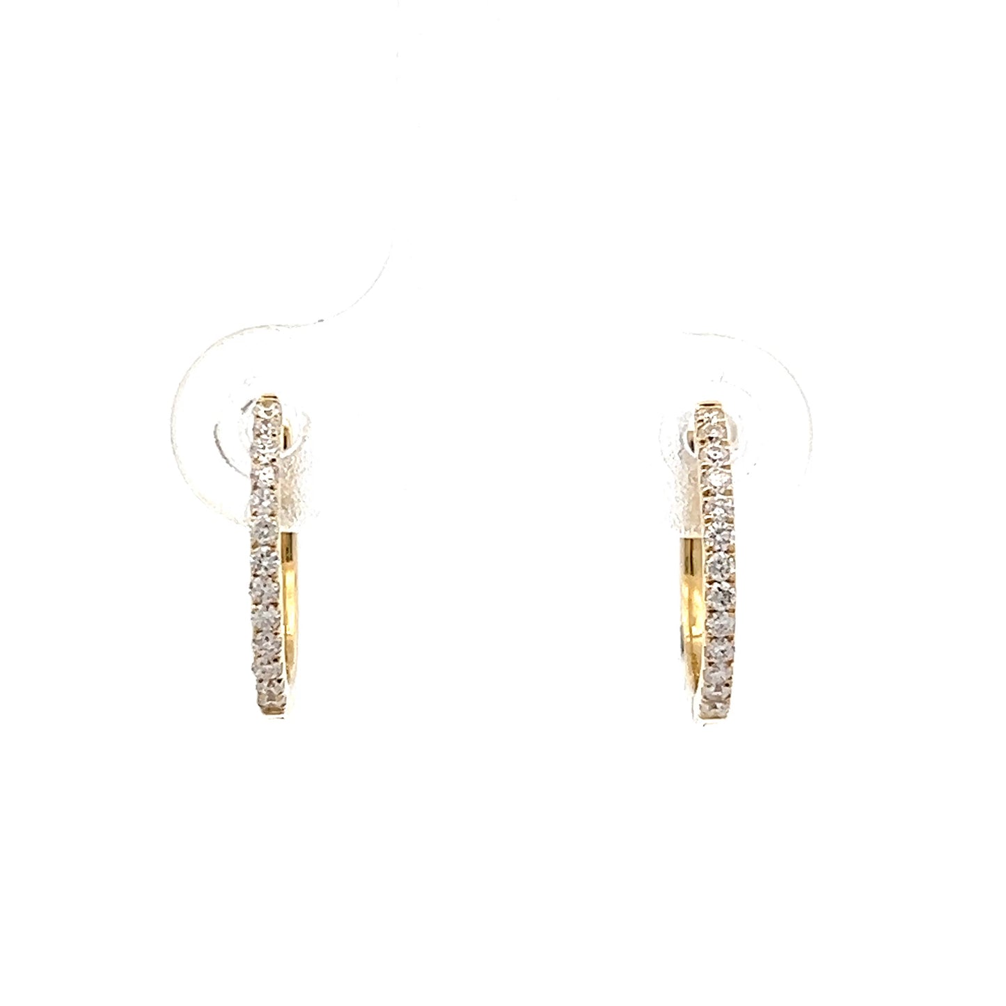 .16 Pave Diamond Hoop Earrings 14k Yellow Gold