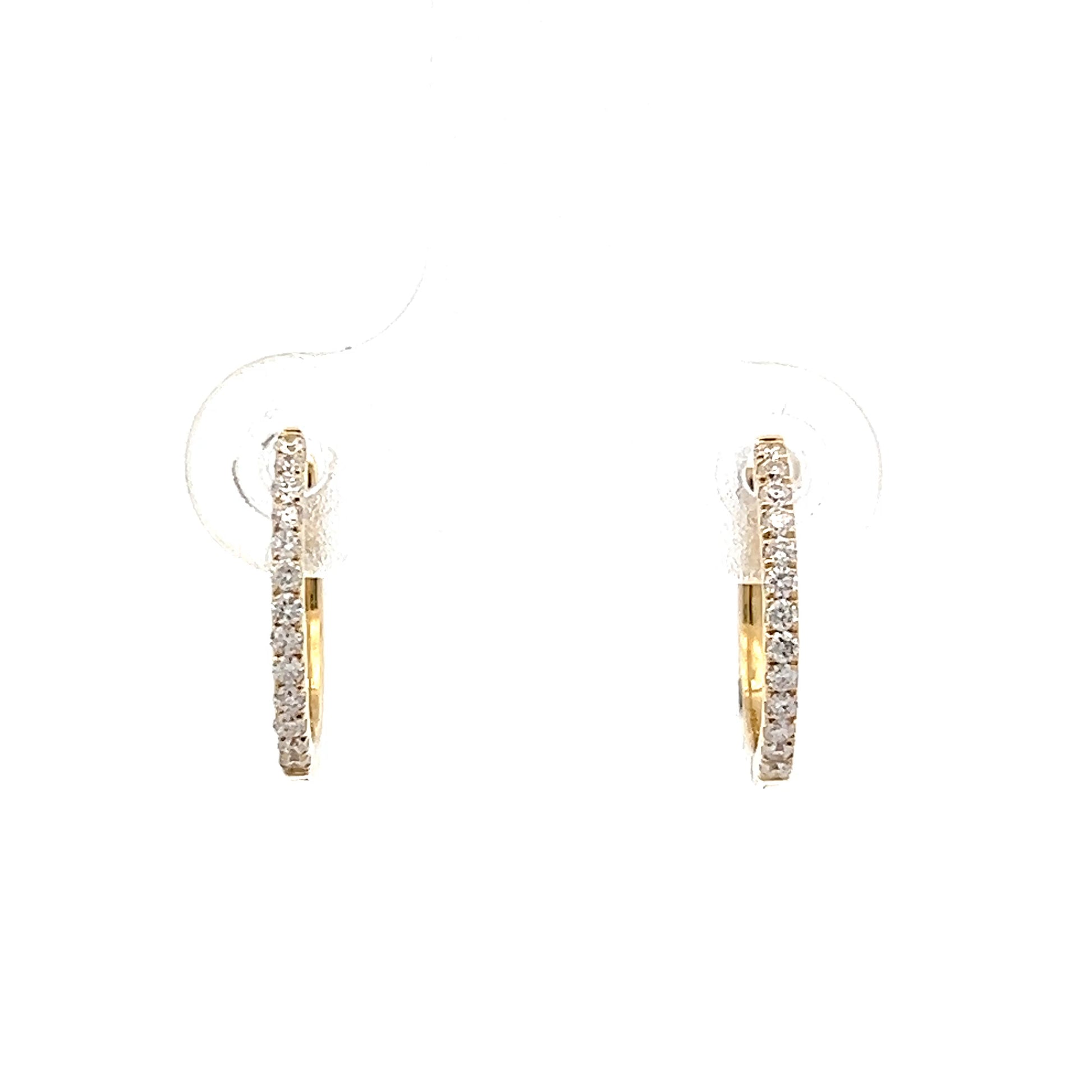 .16 Pave Diamond Hoop Earrings 14k Yellow Gold