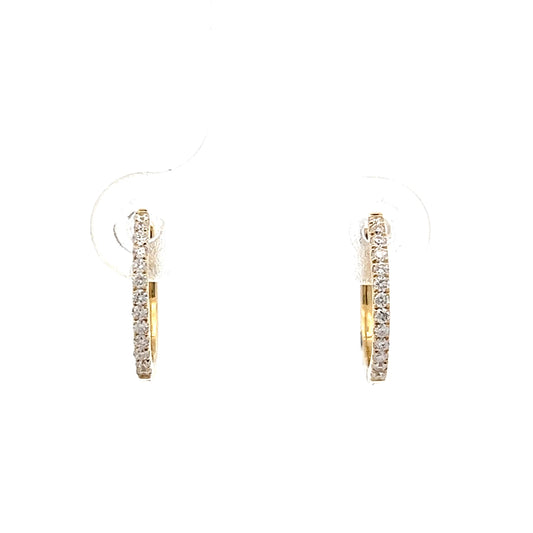 .16 Pave Diamond Hoop Earrings 14k Yellow Gold