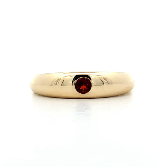 .16 Round Cut Garnet Stacking Ring in 14k Yellow Gold