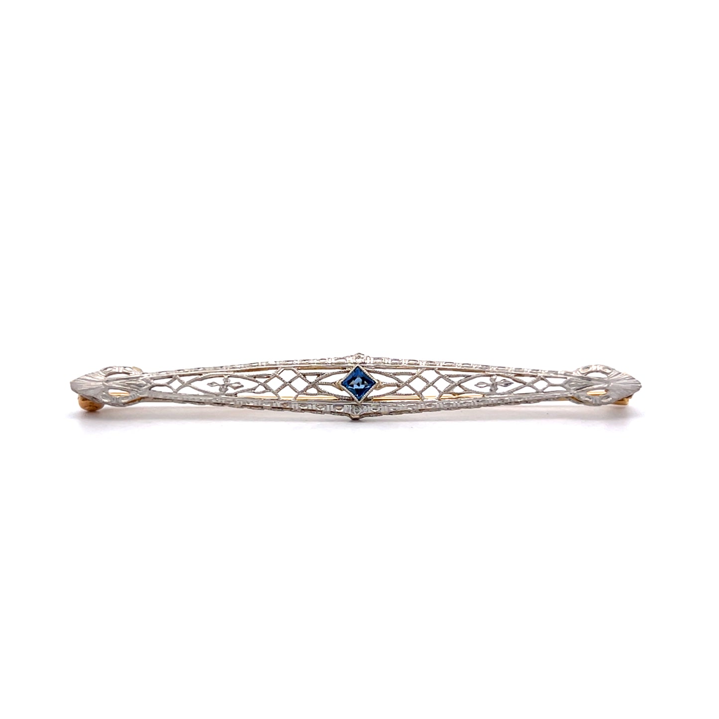 .17 Antique Art Deco Sapphire Brooch 14k