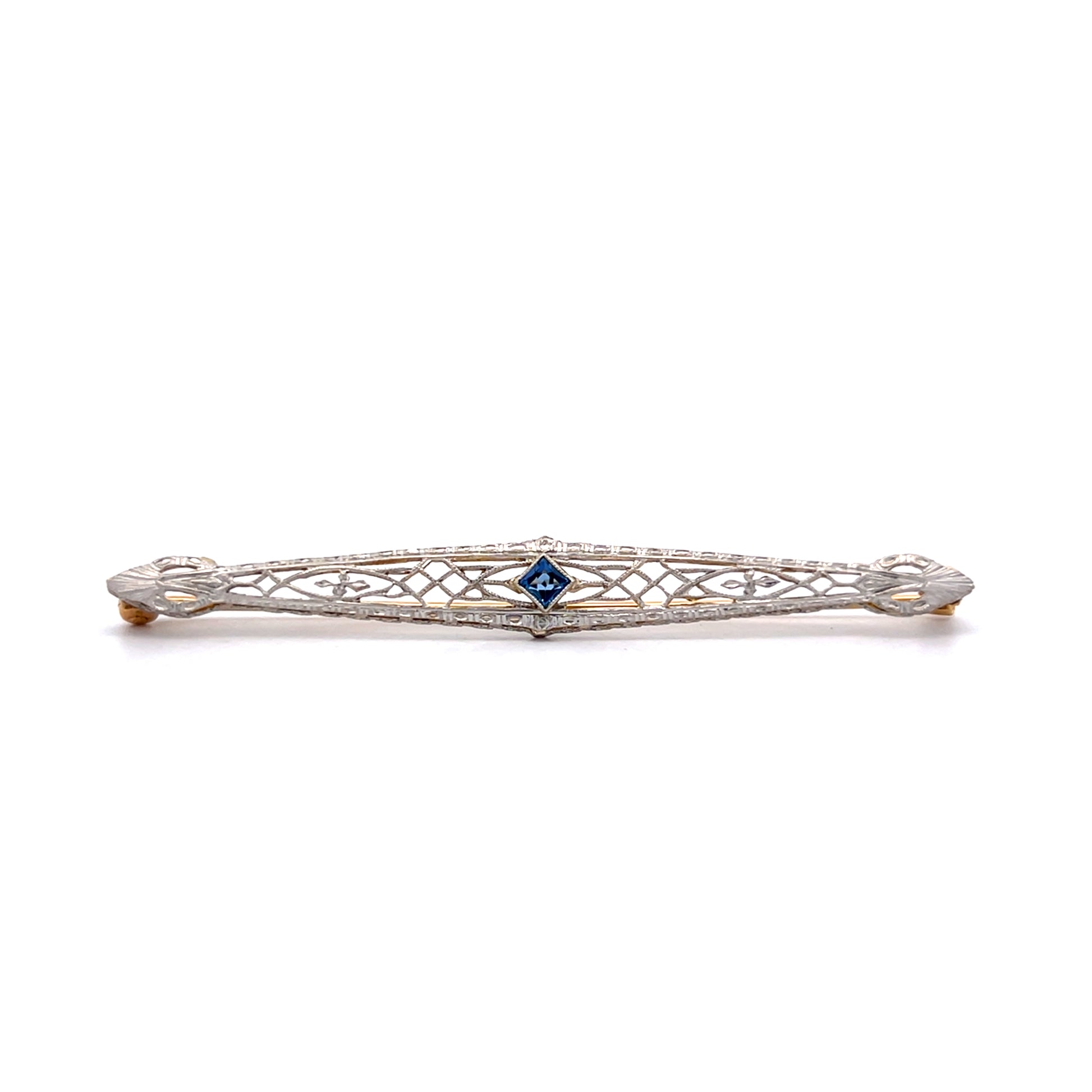 .17 Antique Art Deco Sapphire Brooch 14k