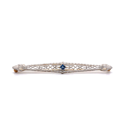.17 Antique Art Deco Sapphire Brooch 14k