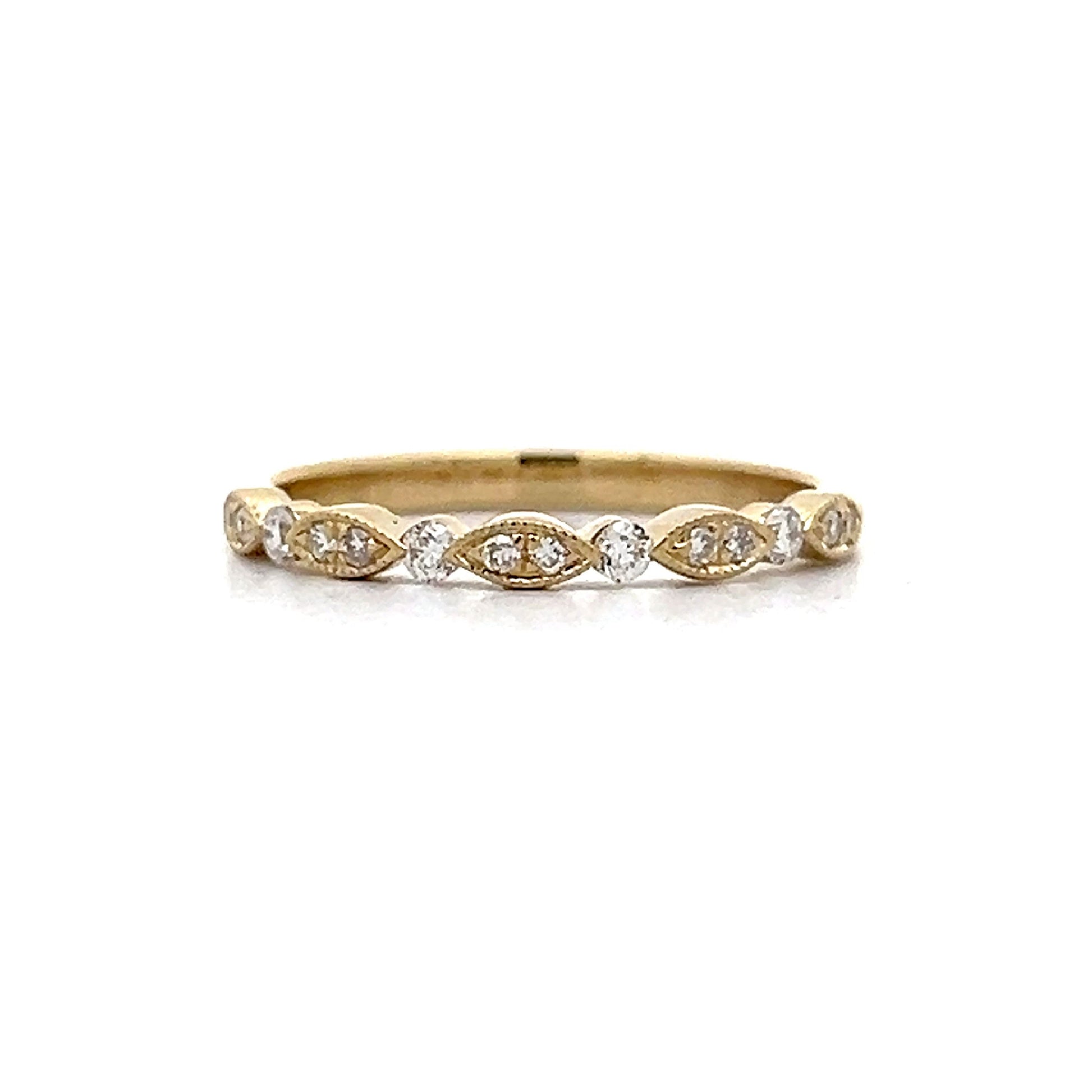 .17 Diamond Station Wedding Band in 14k Yellow Gold