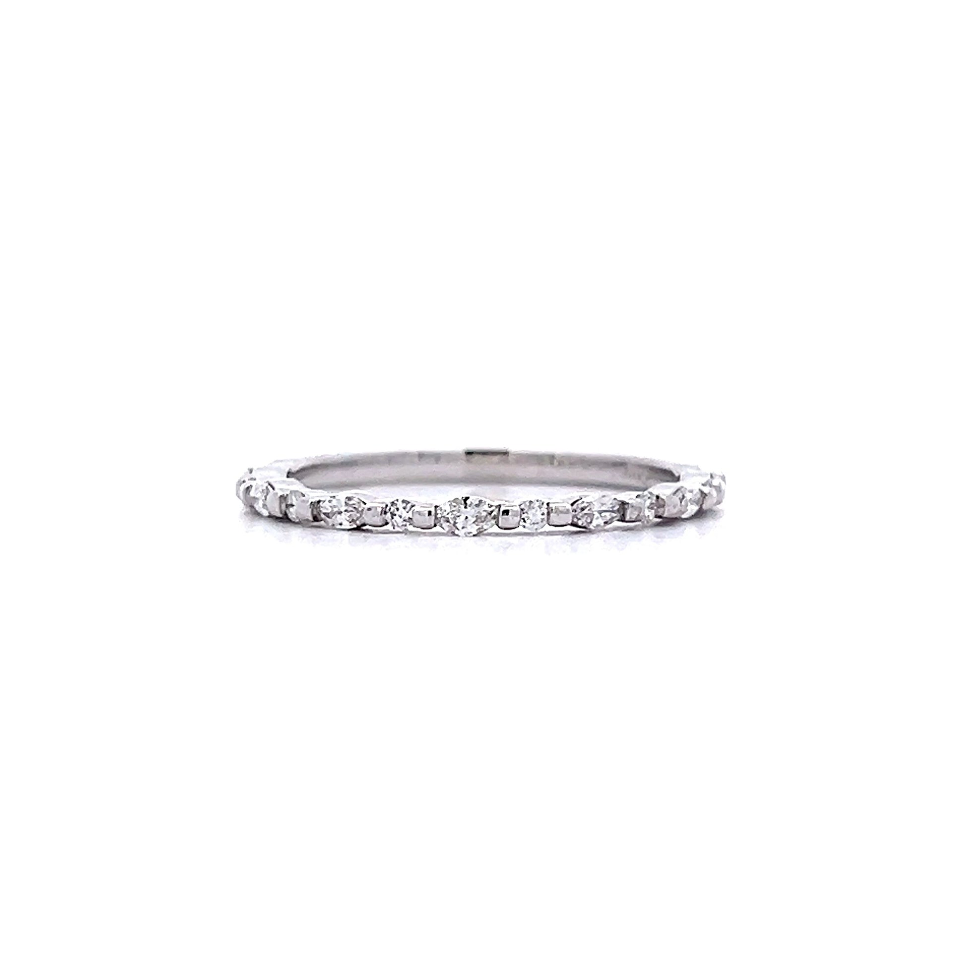 .17 Marquise & Round Diamond Wedding Band in 14k