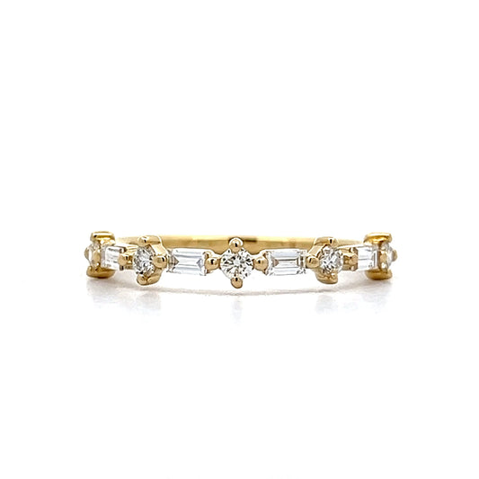 .17 Round Brilliant & Baguette Wedding Band in 14k