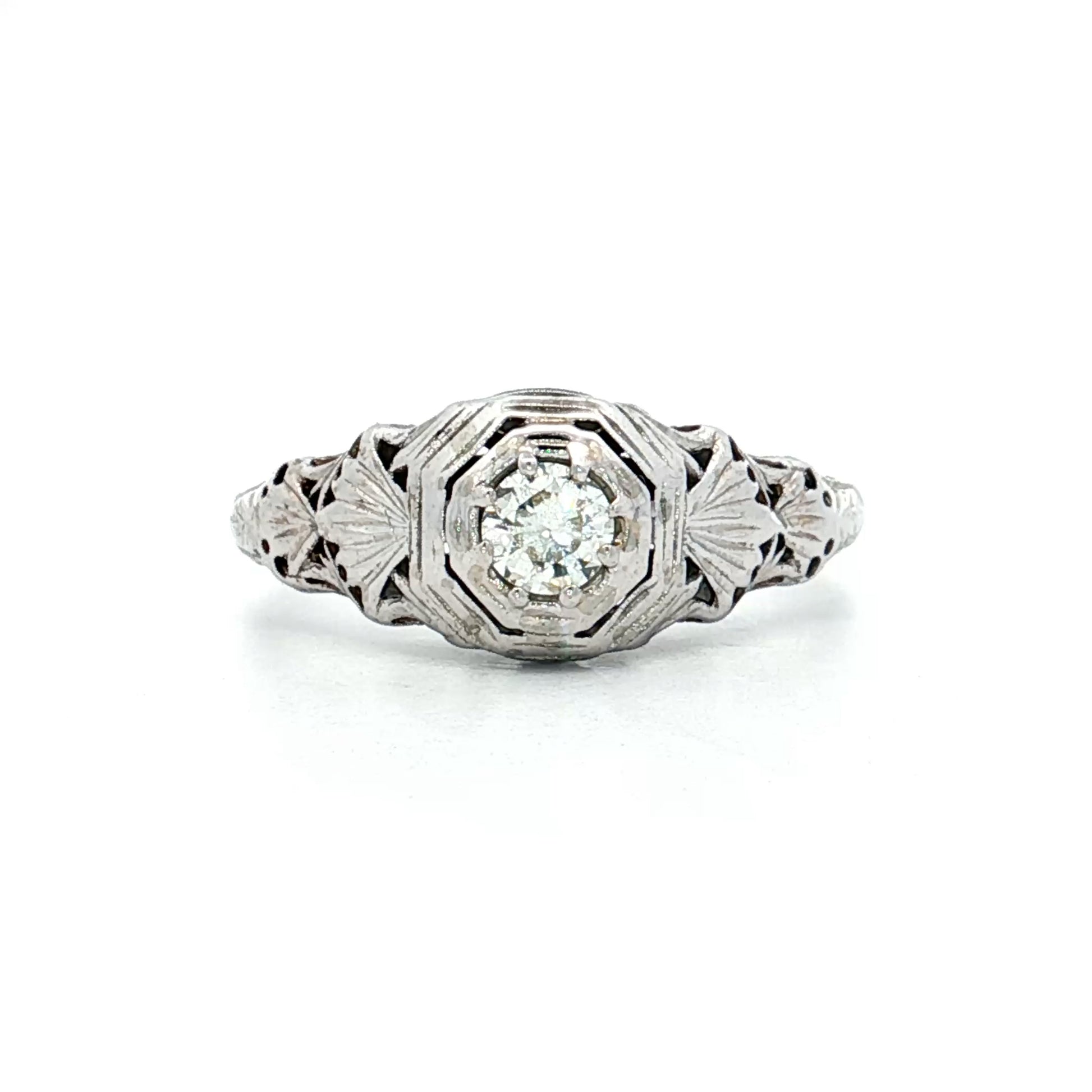 .17 Vintage European Diamond Engagement Ring 18k