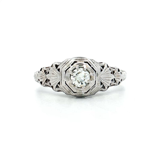 .17 Vintage European Diamond Engagement Ring 18k