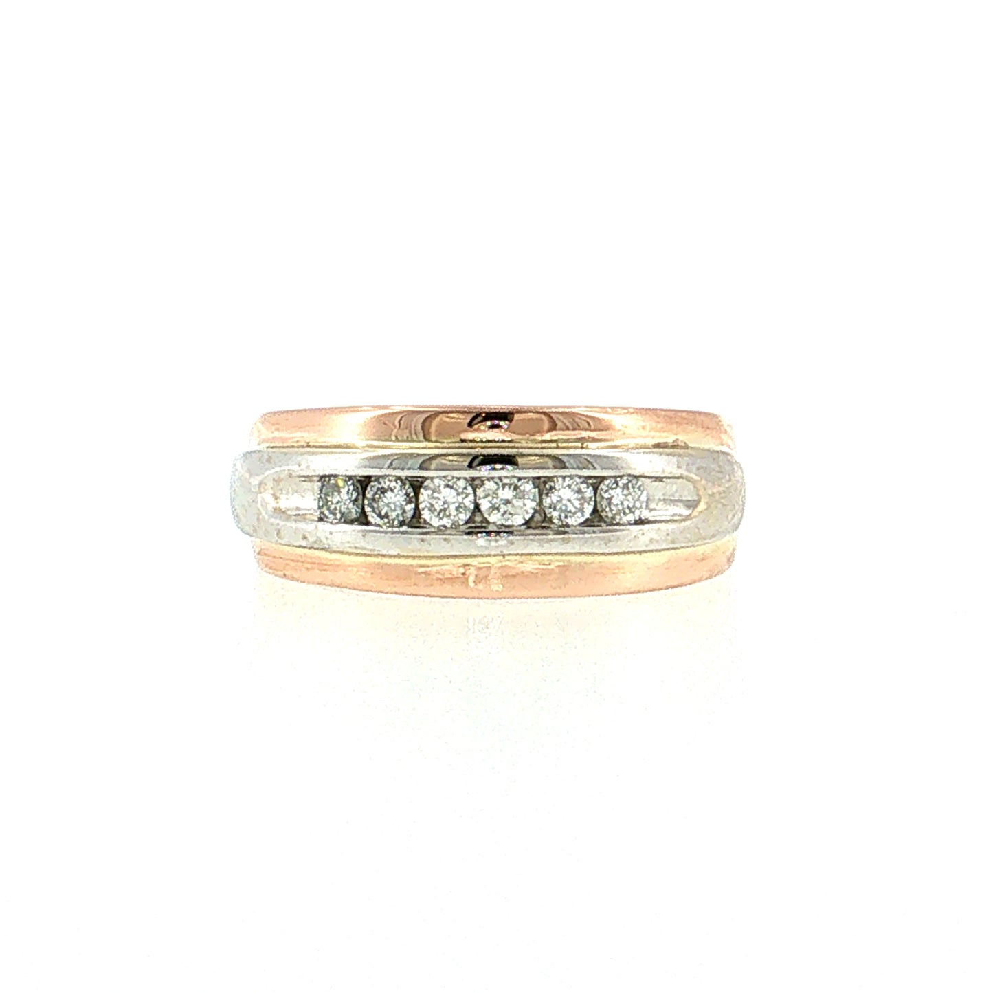 .18 Diamond Channel Set Wedding Band Two-Tone 14k Gold