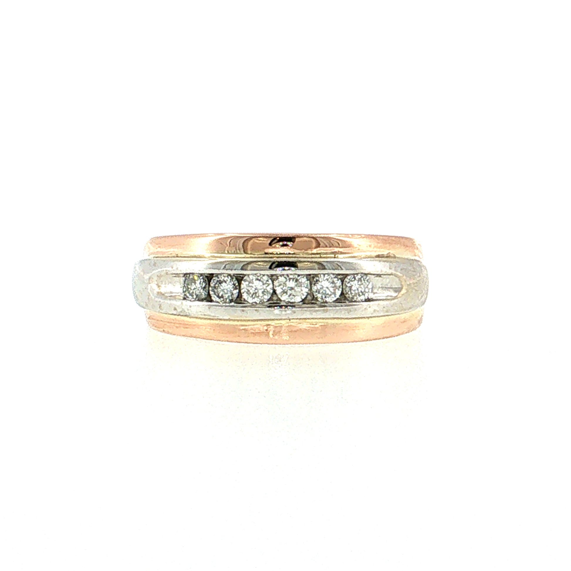 .18 Diamond Channel Set Wedding Band Two-Tone 14k Gold