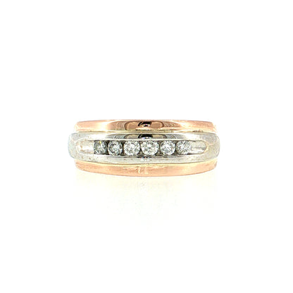 .18 Diamond Channel Set Wedding Band Two-Tone 14k Gold
