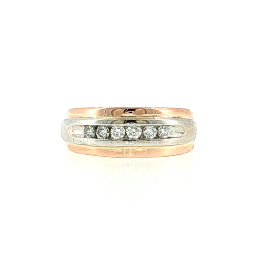 .18 Diamond Channel Set Wedding Band Two-Tone 14k Gold