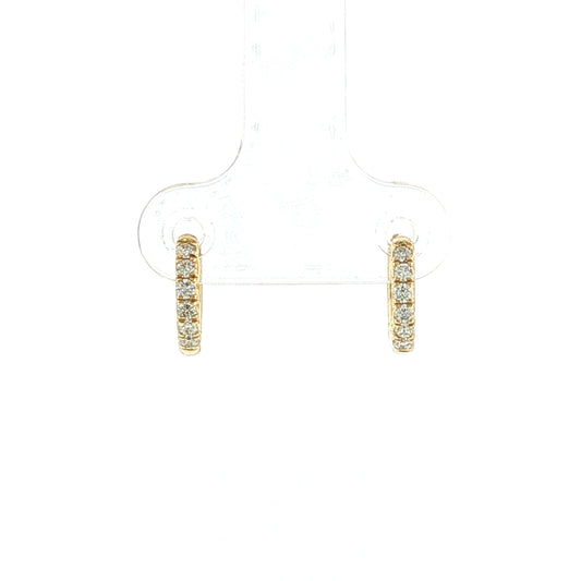 .18 Diamond Huggie Hoop Earrings 14k Yellow Gold