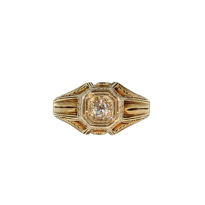 .18 Vintage Retro Men's Diamond Ring Two-Tone 14k