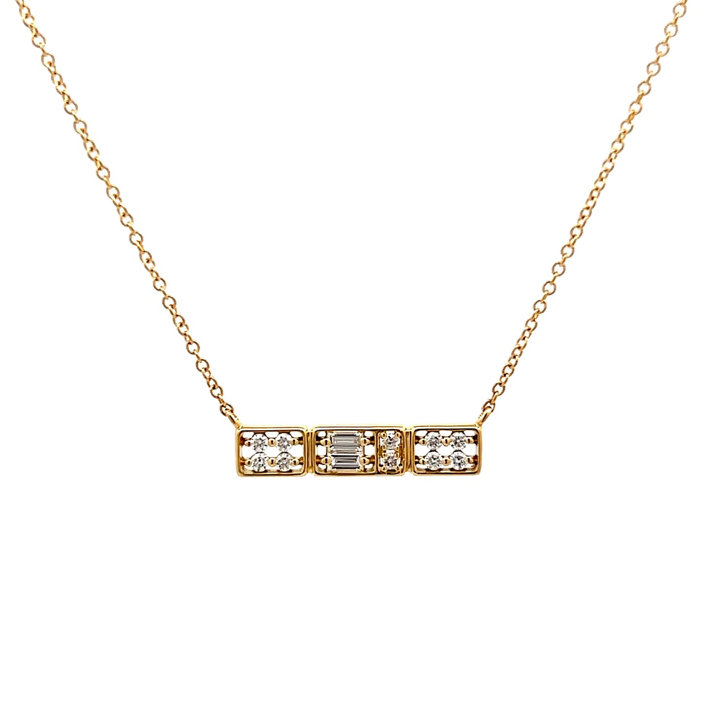 .19 Baguette & Round Diamond Pendant Necklace in 14k