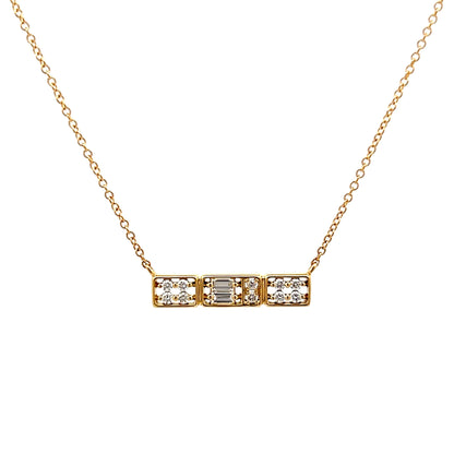 .19 Baguette & Round Diamond Pendant Necklace in 14k