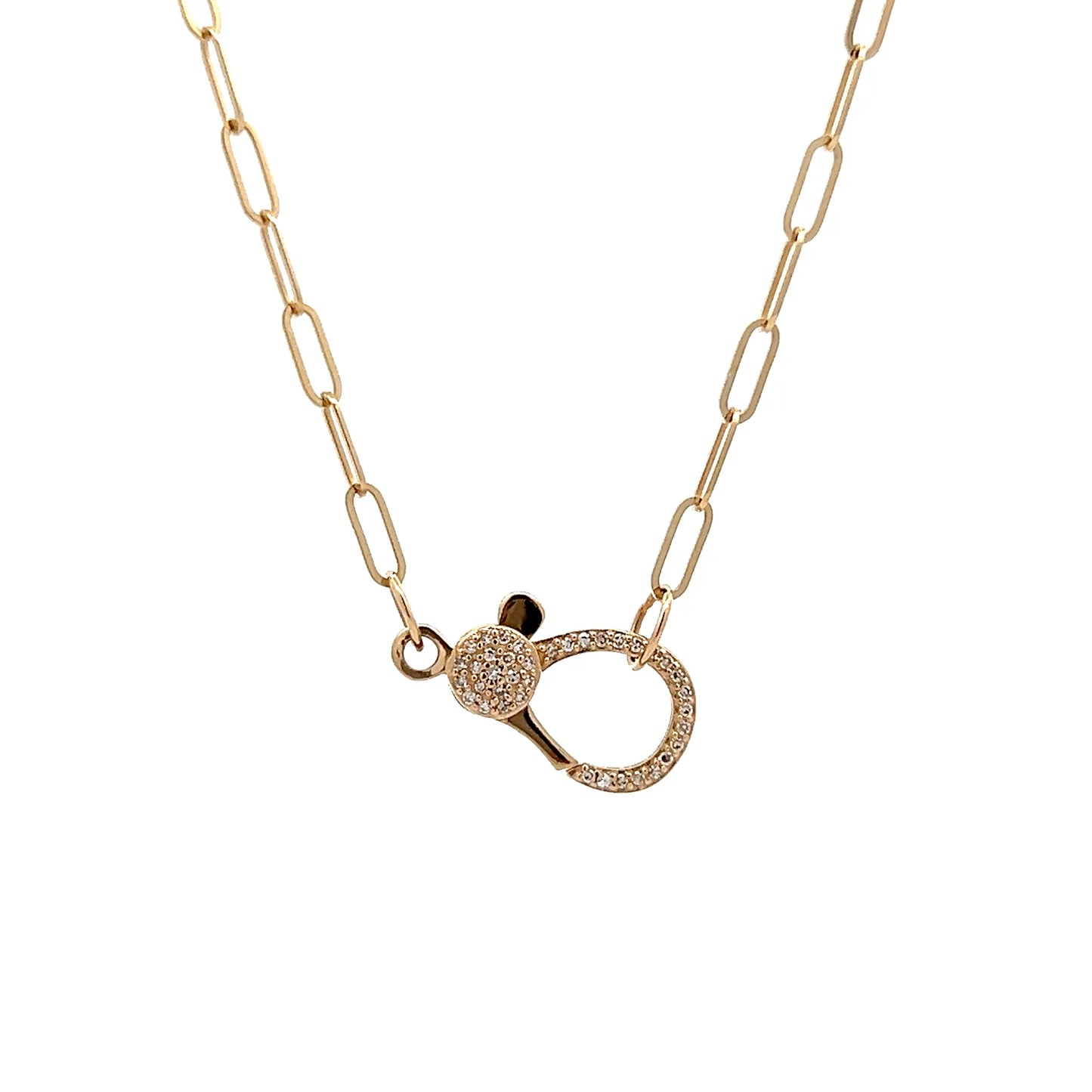 .19 Diamond Clasp Paperclip Chain in 14k