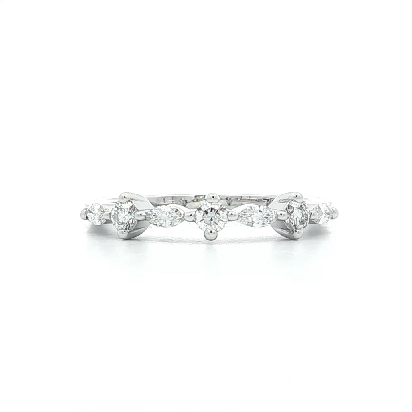 .19 Round & Marquise Diamond Wedding Band 18k