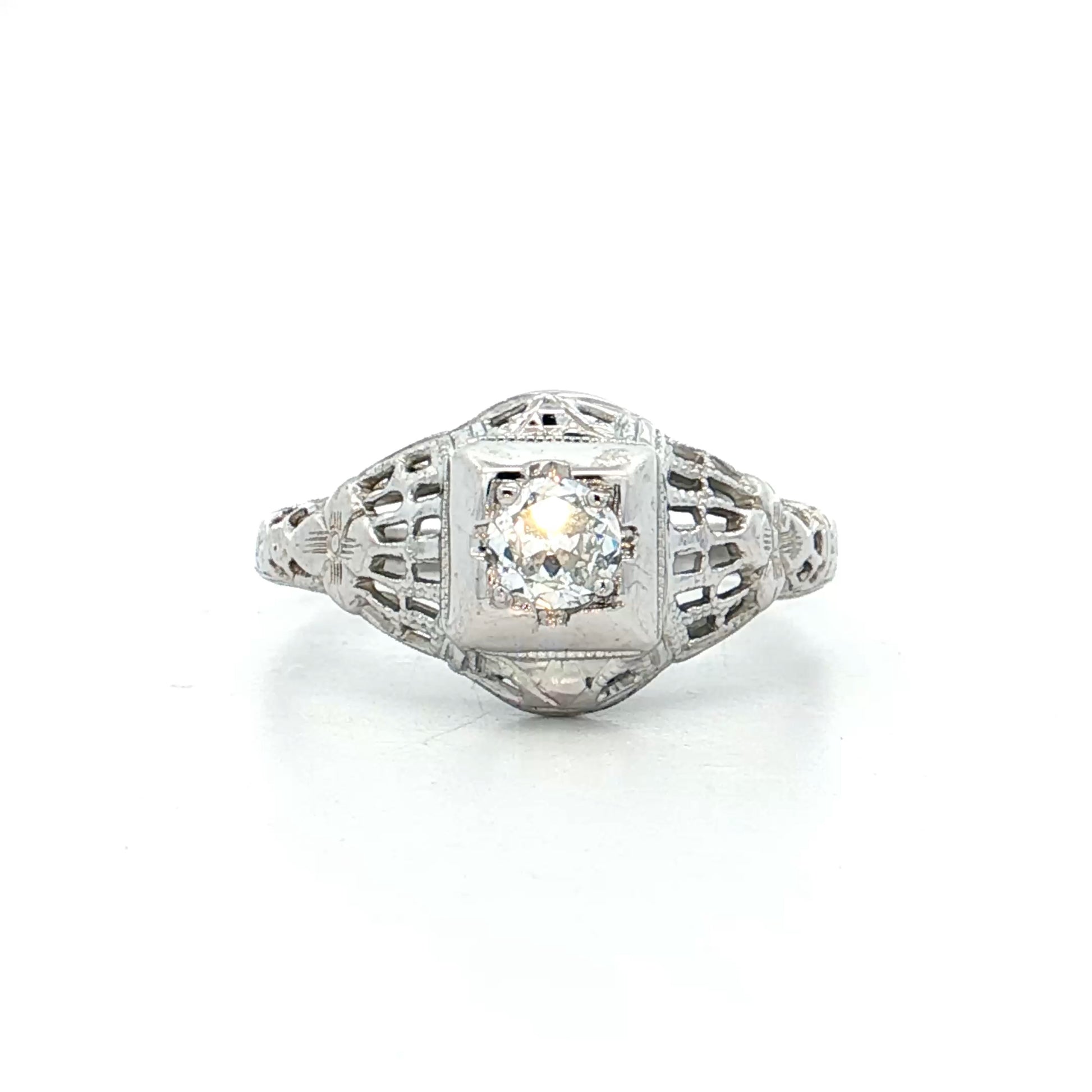 .20 Antique Deco Euro Diamond Engagement Ring 18k