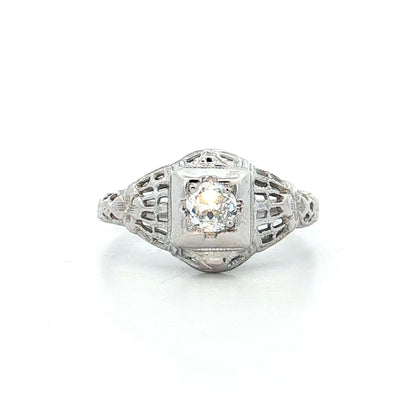 .20 Antique Deco Euro Diamond Engagement Ring 18k