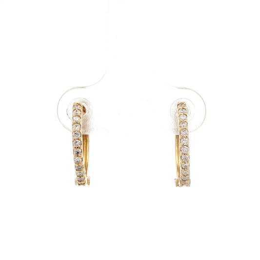 .20 Brilliant Cut Diamond Hoop Earrings 14k Yellow Gold