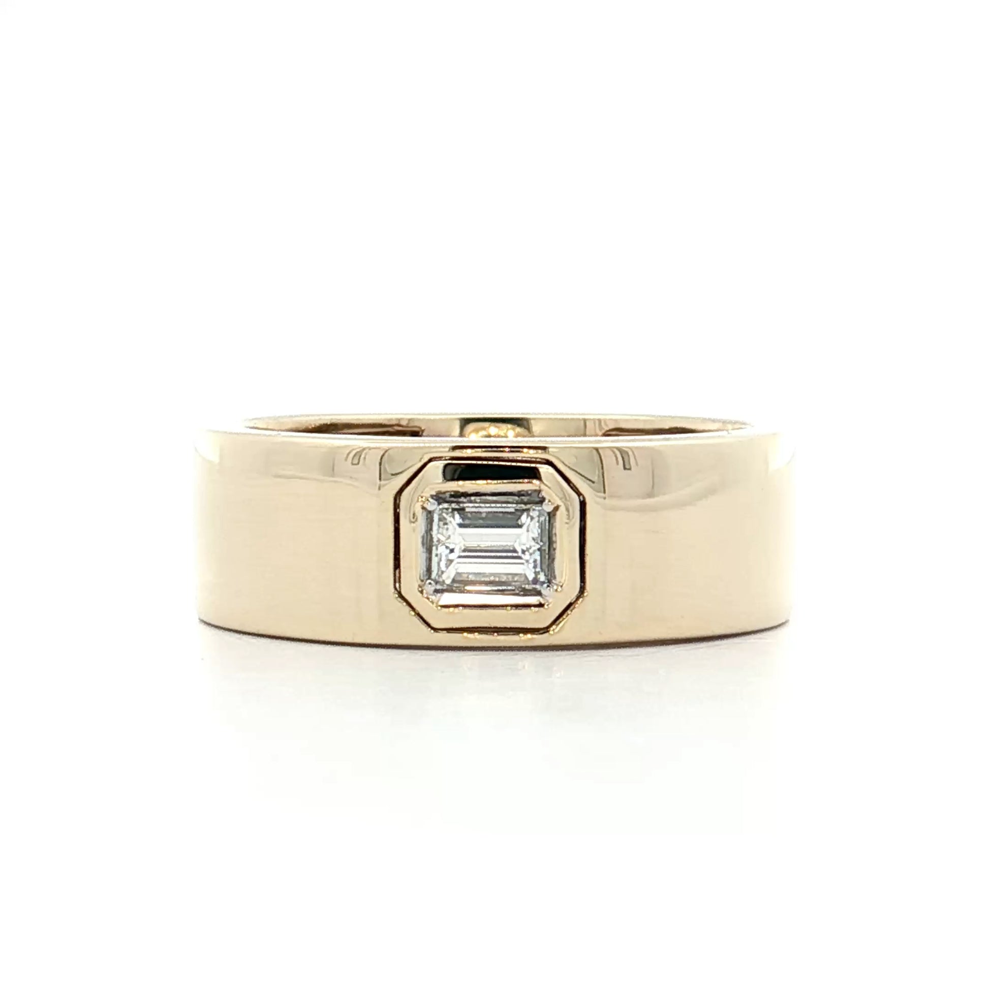 .20 Emerald Cut Diamond Stacking Ring 14k Yellow Gold
